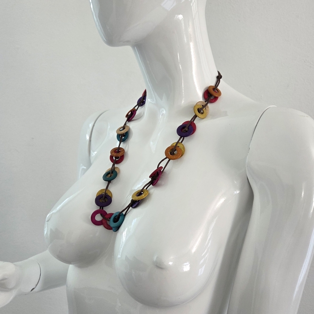 Paparazzi Accesories Boho Multi Color Wooden Discs Necklace & Earring Set - Picture 8 of 16